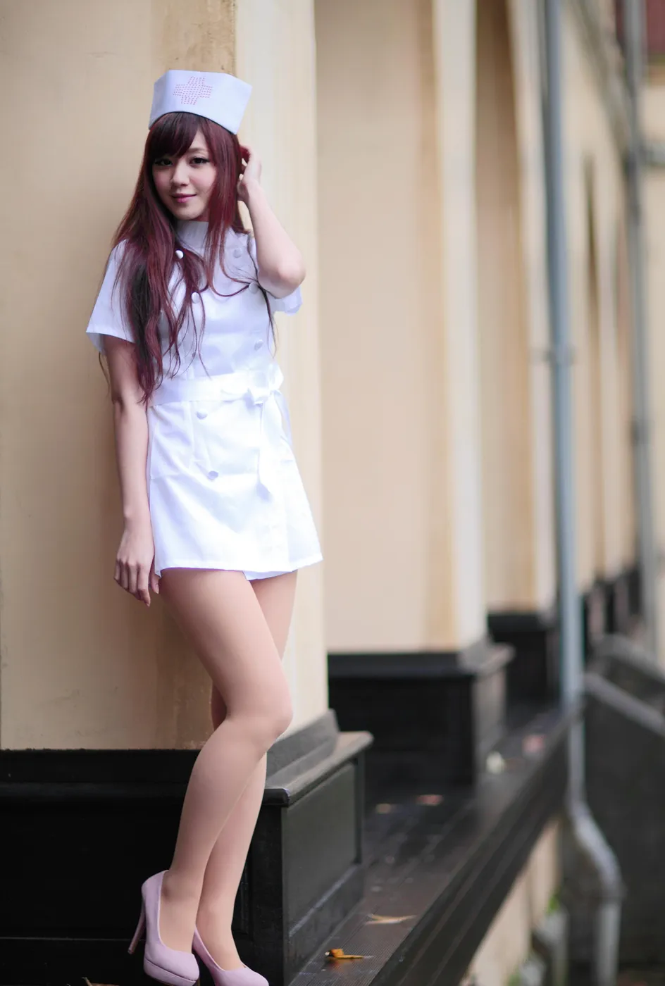 [Mzsock] NO.204 Xiaoya nurse uniform, stockings, high heels and beautiful legs street photography#[70P]-61