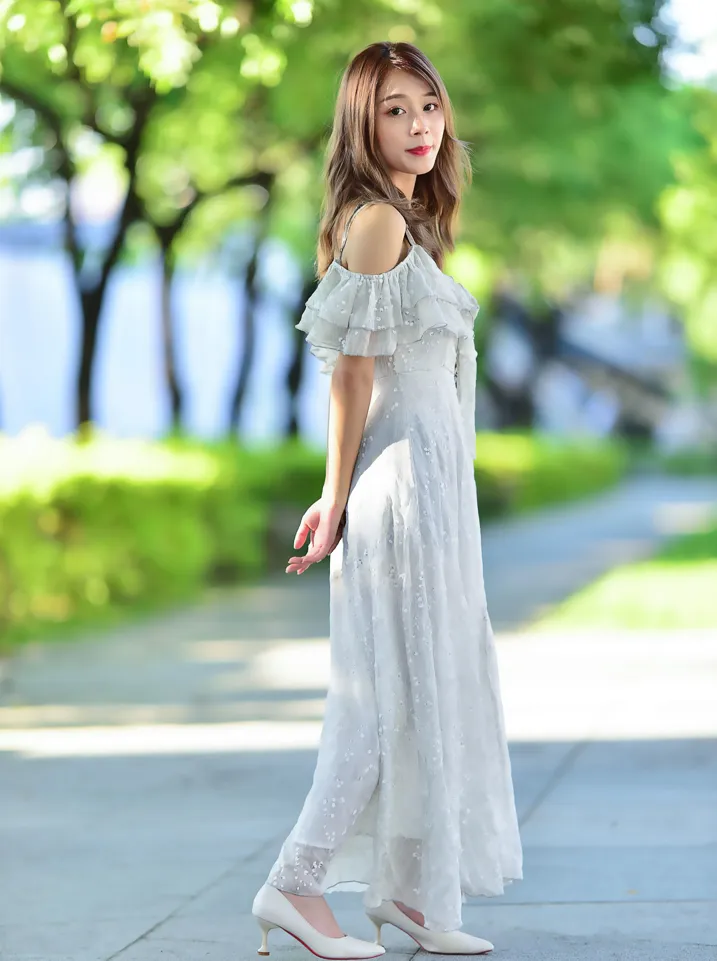 [Mzsock] NO.200 vivi Cao Yuanyuan suspender high-slit long skirt with high heels and beautiful legs street photography#[105P]-76